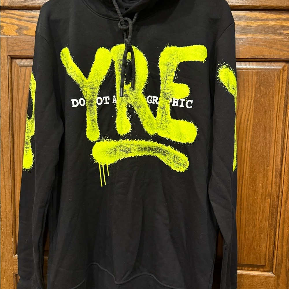 PYREX Hoodie XL Black Neon Spray Paint Graffiti Skater Sweatshirt NWT